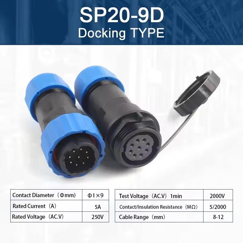 Разъем герметичный SP20 9D-F-M 9pin 5А IP68 (2667603185) - фото 4 Разъем герметичный SP20 9D-F-M 9pin 5А IP68 (2667603185) - фото 4