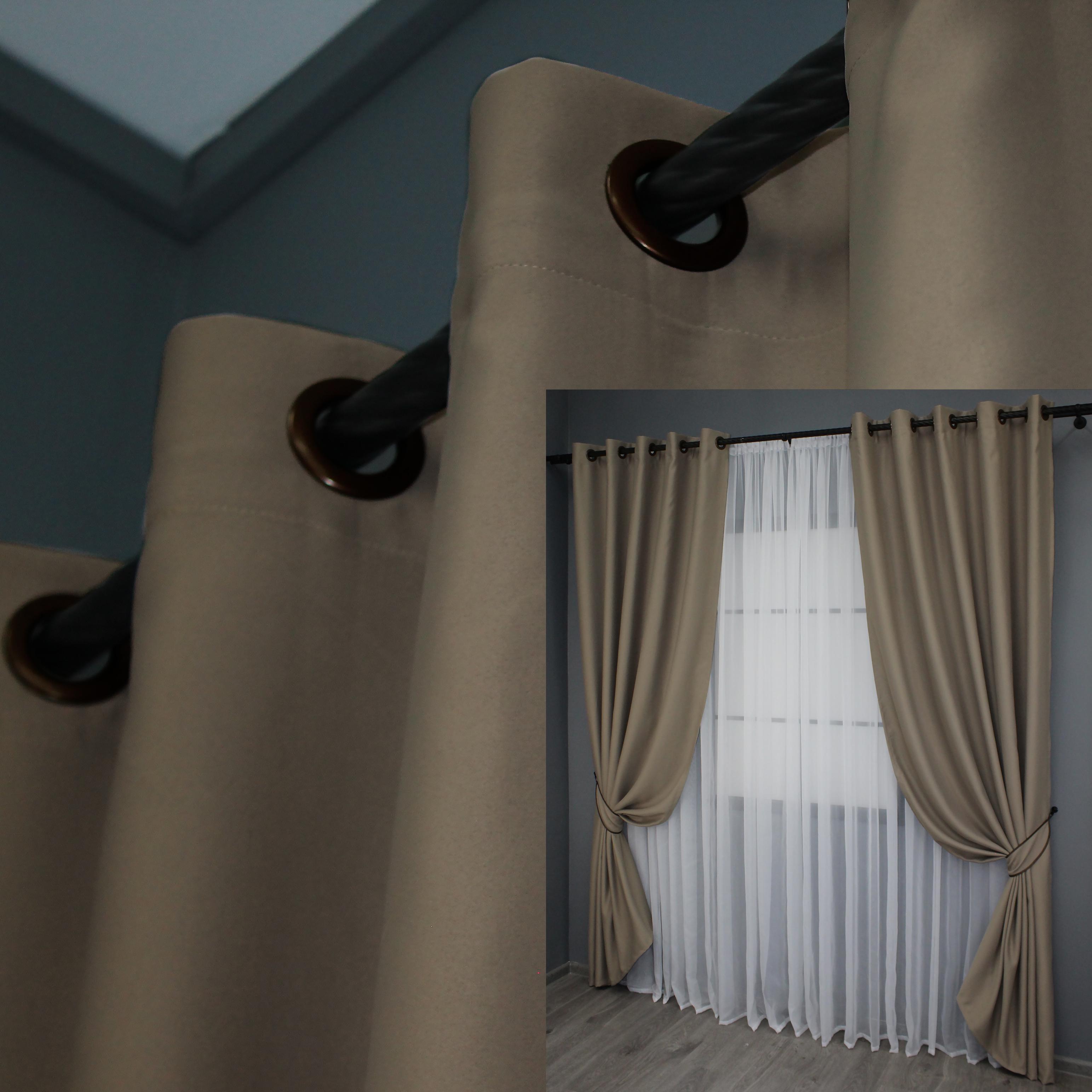 Комплект штор на люверсах VR-Textil Блэкаут Bagema Rvs № 1239ш 150х250 см 2 шт. Молочный шоколад (37-0110) - фото 6