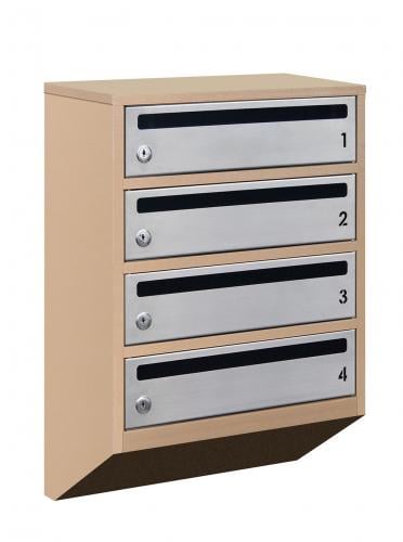 Поштова скринька Lev-metal Е1-04.F на 4 секціі 585x390x200 мм Бежевий/Сірий (21040305)