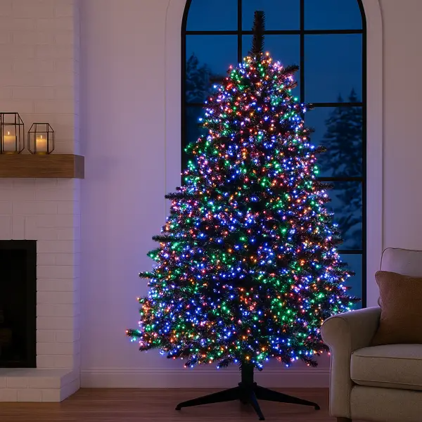 Гірлянда-нитка Роса хвойна лапа 1500 LED 50 м біла нитка Різнокольорова