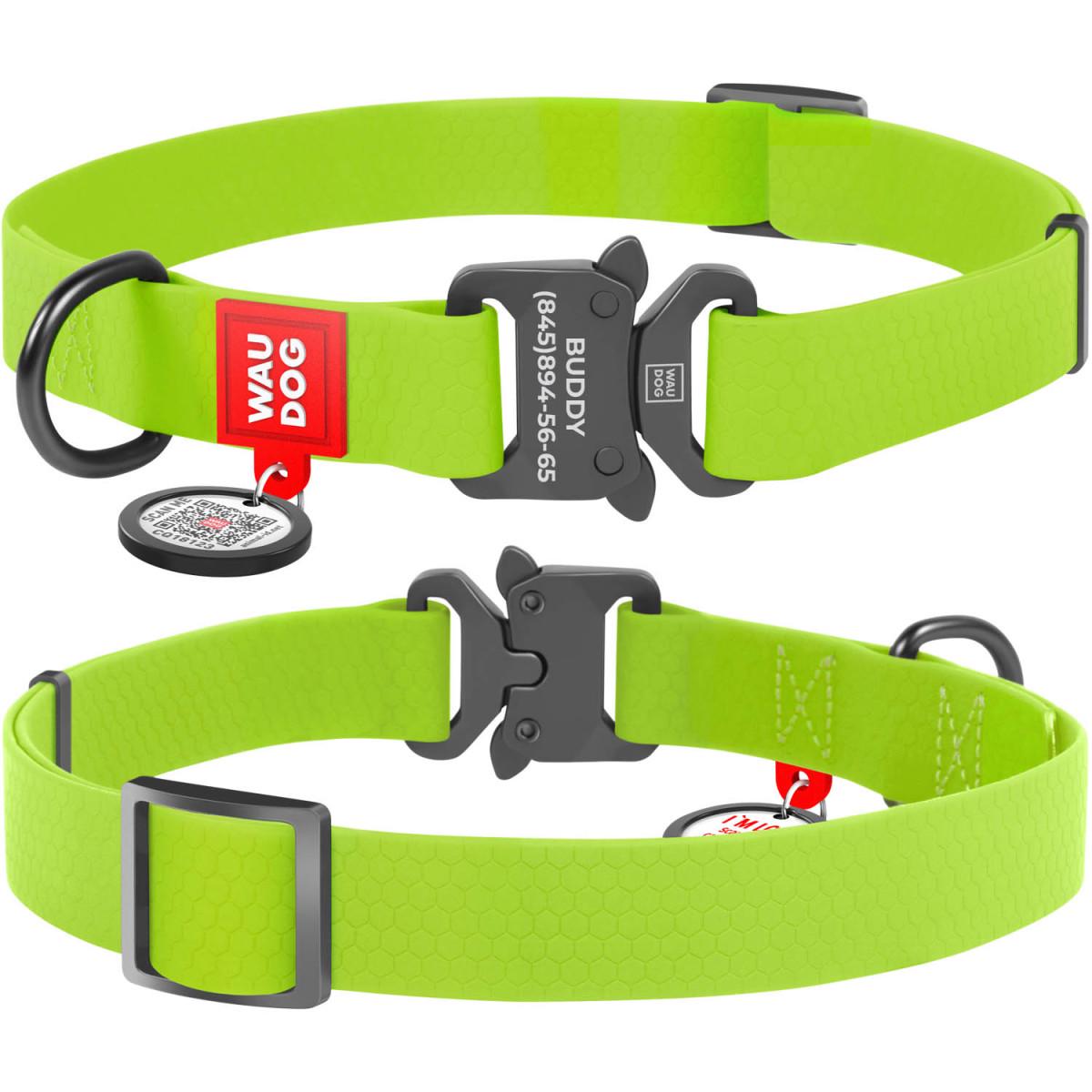 Ошейник для собак водостойкий Waudog Waterproof с QR паспортом металлическая пряжка-фастекс 34-49 см L Салатовый - фото 2 Ошейник для собак водостойкий Waudog Waterproof с QR паспортом металлическая пряжка-фастекс 34-49 см L Салатовый - фото 2