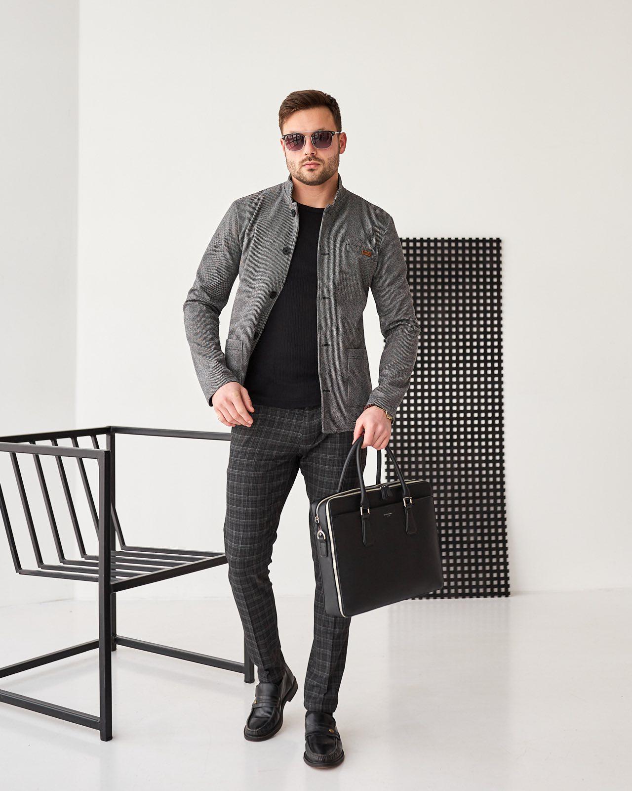 Пиджак-стойка Casual S Серый (2323) - фото 2