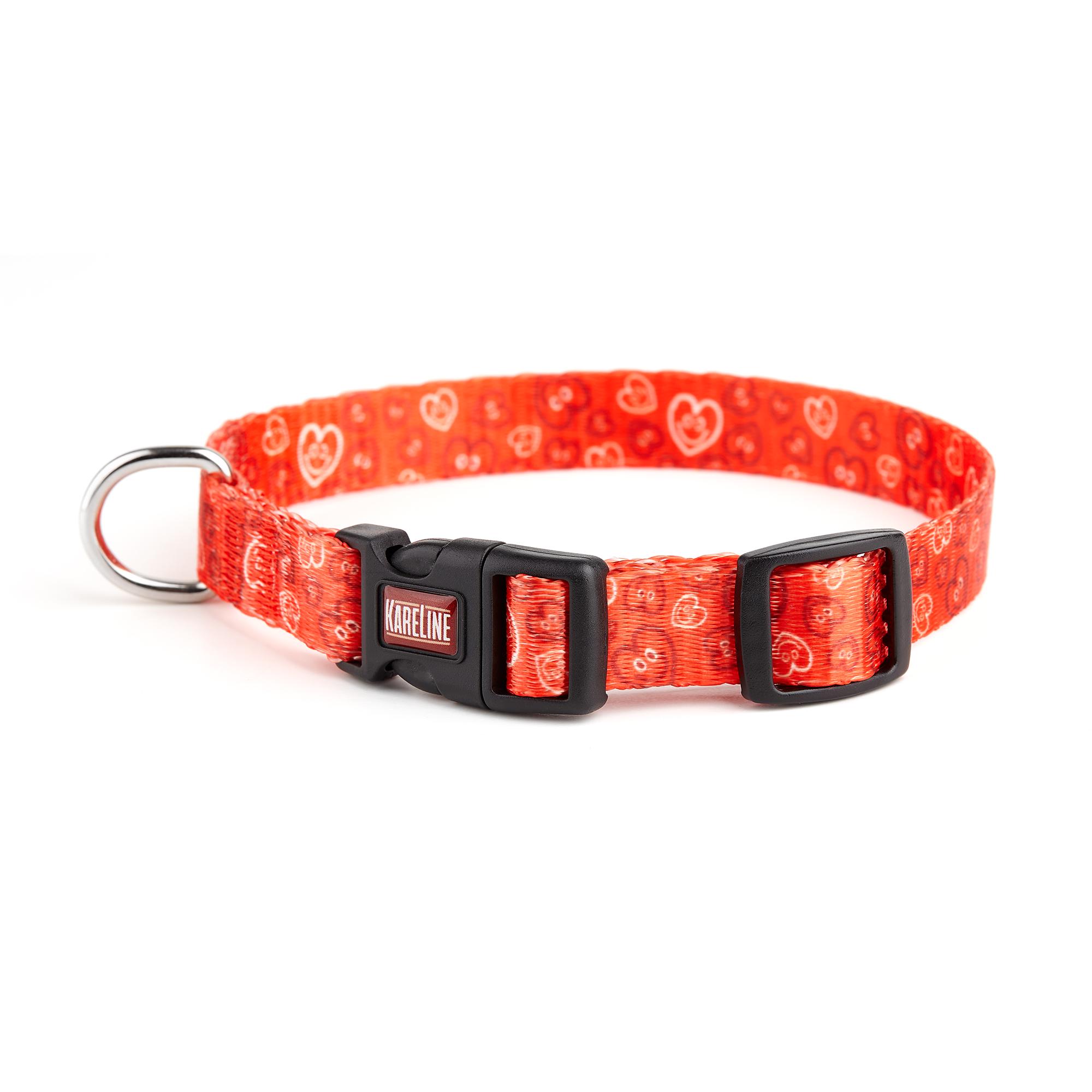 Ошейник KareLine HEARTS из нейлона с пластиковой пряжкой 10 мм 250-300 мм (0800/6)