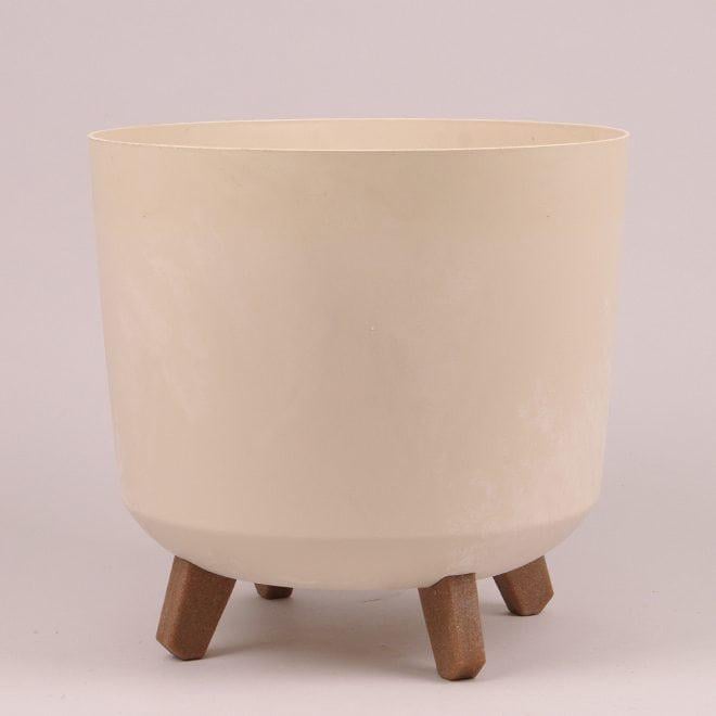 Горшок пластмассовый Flora GRACIA TUBUS BETON EFFECT 93668 на ножках 30 см Кремовый (DR015622)