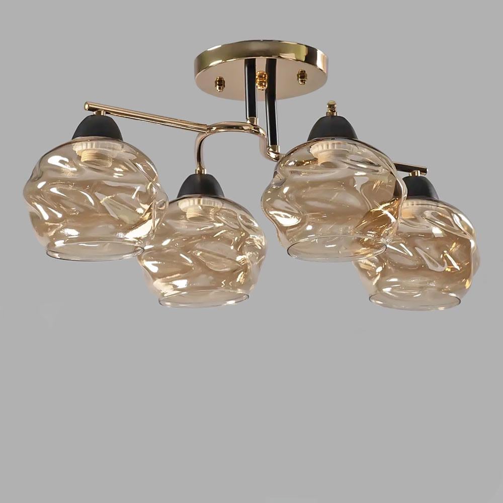 Люстра потолочная Light House SC-19363/4 FG/BK 470х250 мм Золотой/Черный/Медовый