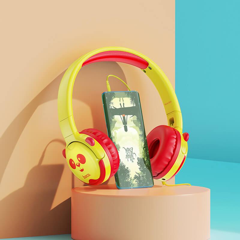 Наушники детские проводные HOCO Childrens headphones W31 120 см Yellow (1648e475) - фото 3