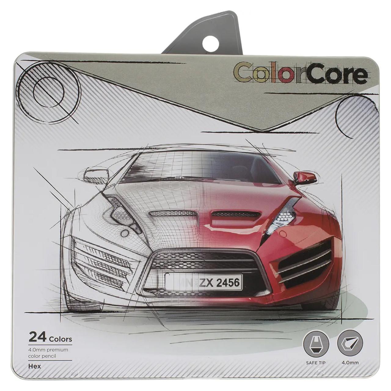 Карандаши цветные Color Core 24 цвета в металлическом кейсе
