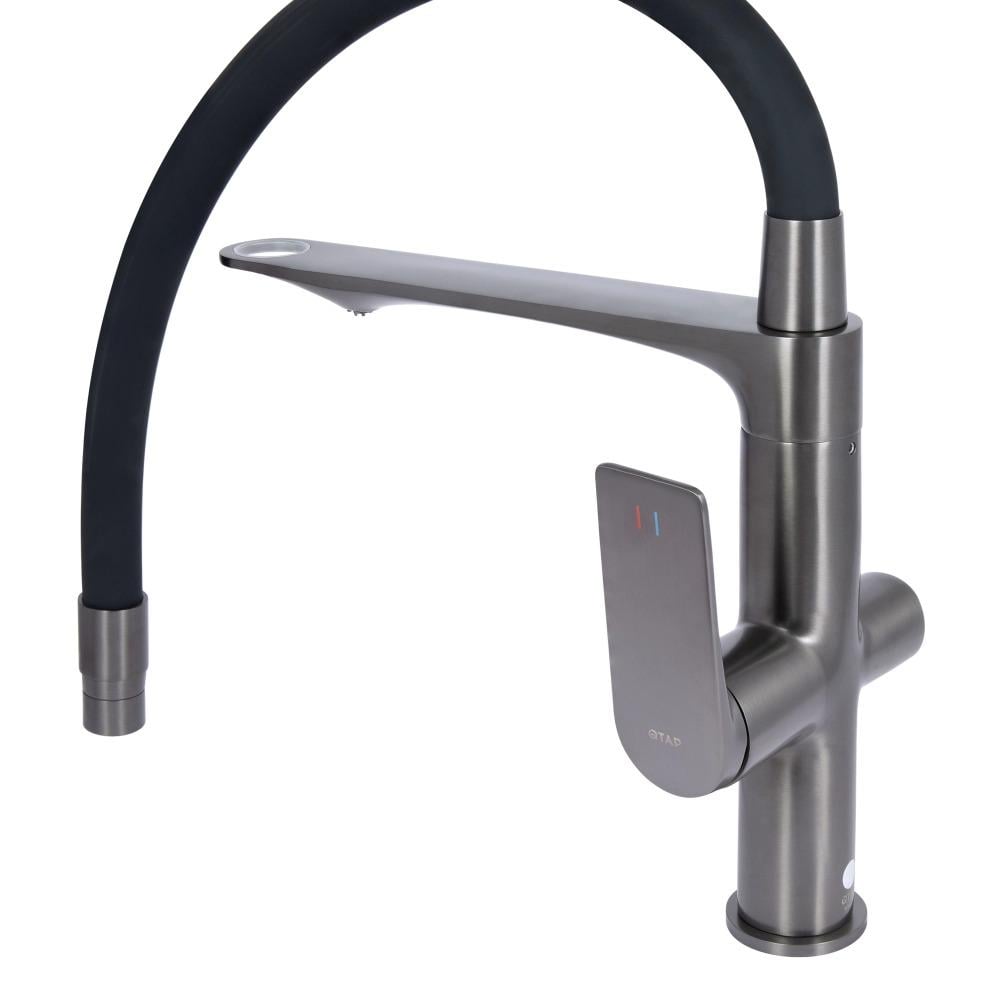 Смеситель для кухни Qtap Vlasta QTVLA364GMB45649 с гибким изливом и подключением к фильтру Черный (QTVLA364GMB45649) - фото 2