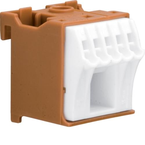 Блок фазная клемма QuickConnect Hager 63А 1x16 мм2 5x4 мм2 30х33х34 мм Коричневый (KN06P)