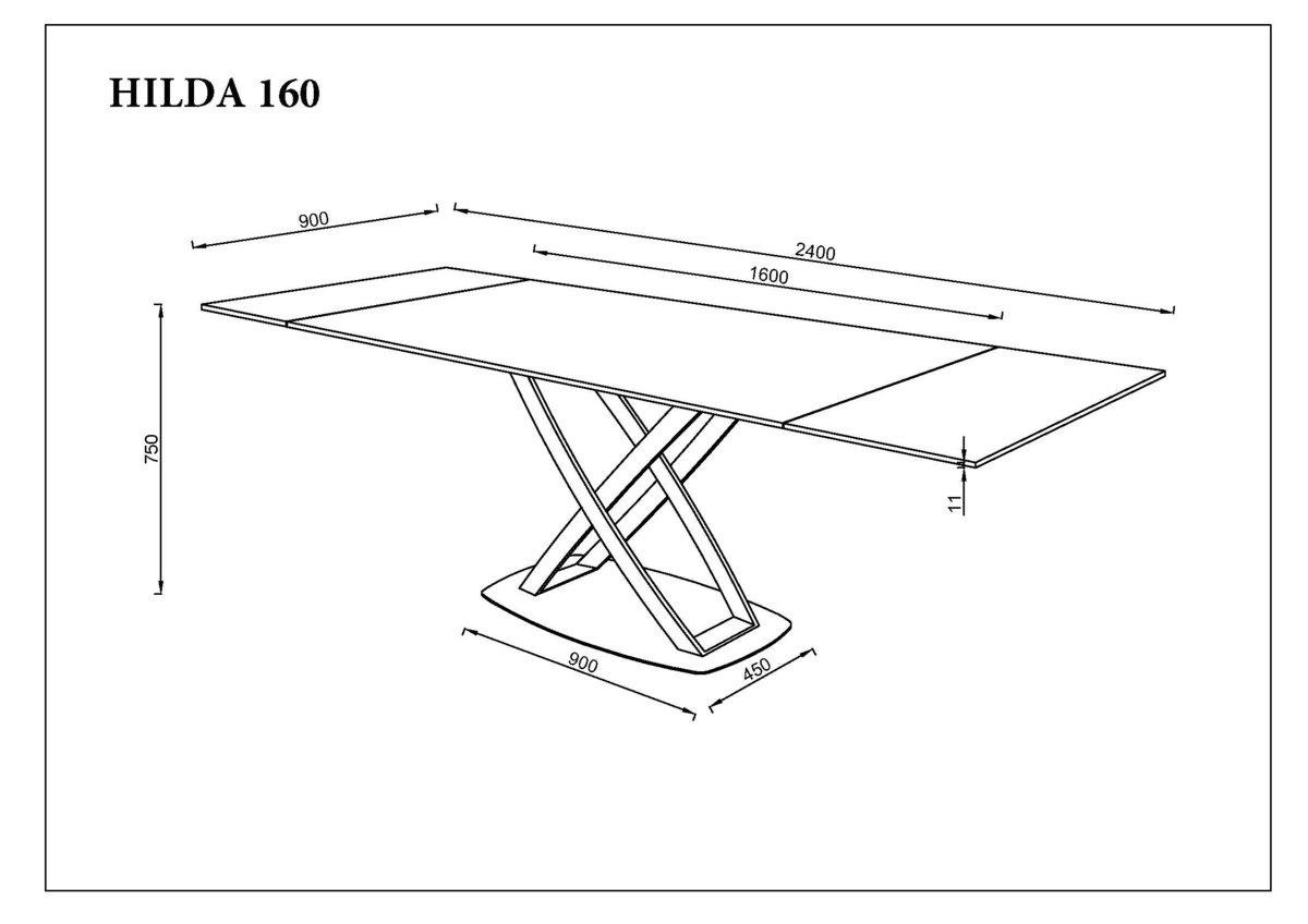 Стол обеденный раскладной Intarsio HILDA CERAMIC 160-240х90 см Белый матовый/Черный (HILDA160) - фото 9 Стол обеденный раскладной Intarsio HILDA CERAMIC 160-240х90 см Белый матовый/Черный (HILDA160) - фото 9