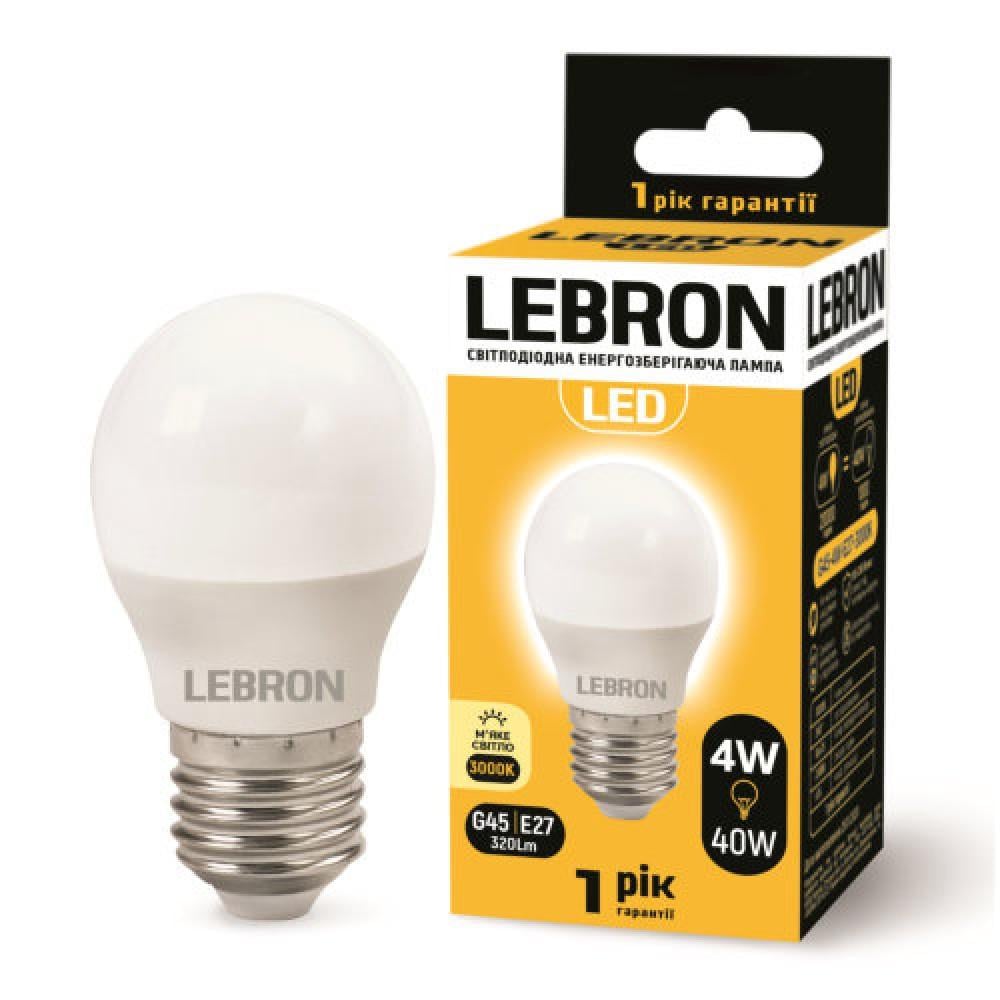 Лампа світлодіодна LEBRON 4W Е27 G45 220V 3000K 11-12-41 (2221395407)