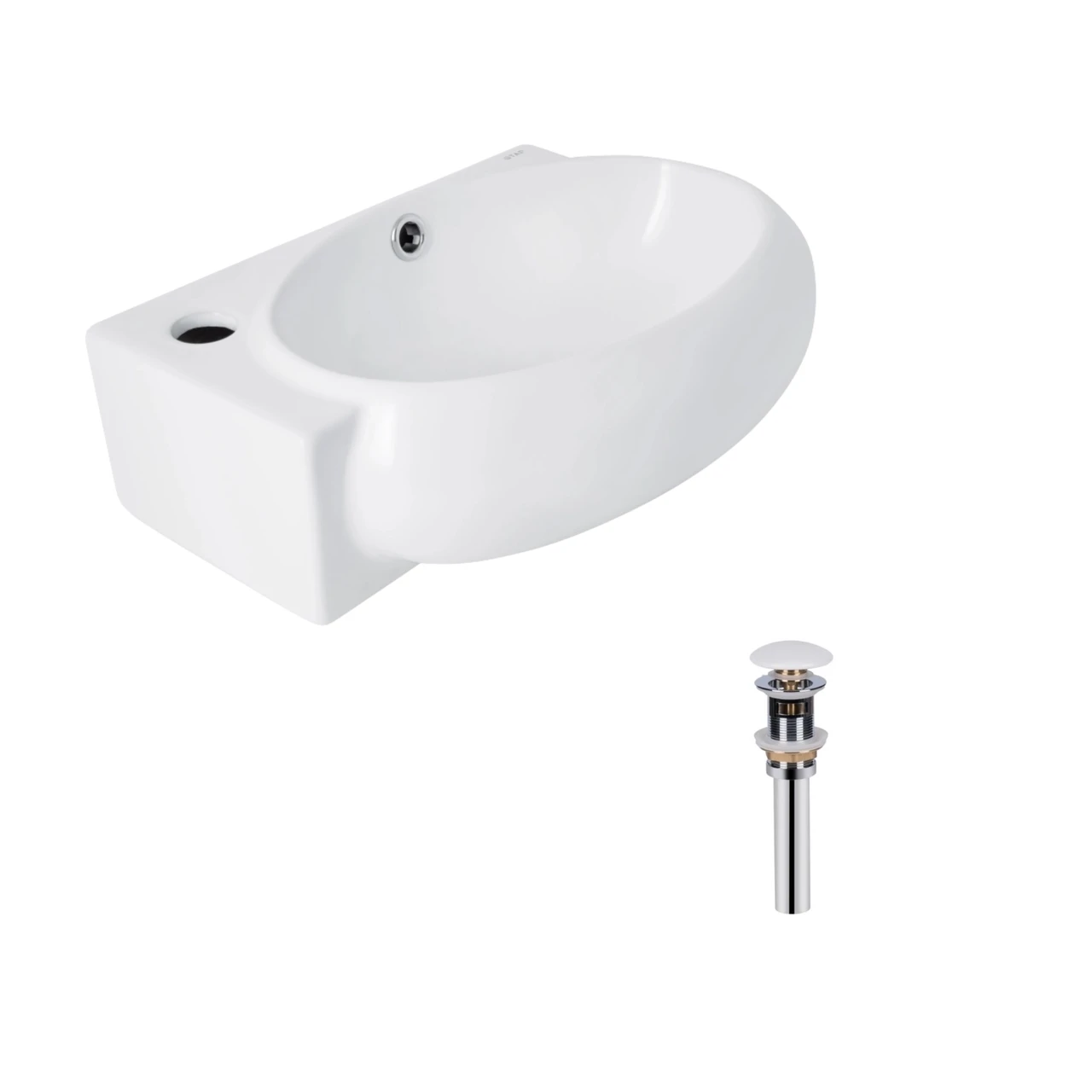 Комплект Qtap Leo подвесная раковина овальная левая 430x285x160 мм White и донный клапан PU02O (2611678632) Комплект Qtap Leo подвесная раковина овальная левая 430x285x160 мм White и донный клапан PU02O (2611678632)