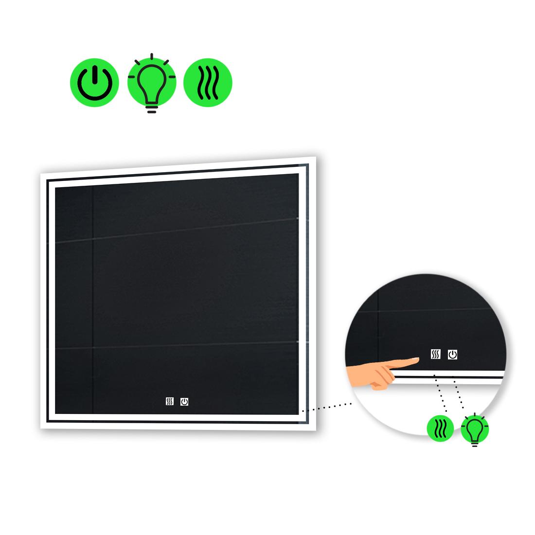 Зеркало с LED подсветкой Marita с двумя сенсорами и подогревом 60x60 см (Maritak07)