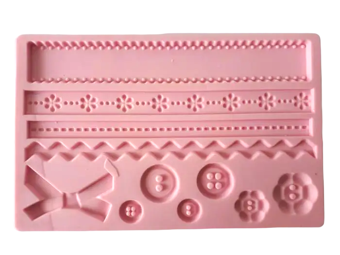 Молд кондитерський для мастики та шоколаду Оборка та Гудзики силіконовий 19x22 см (15513)