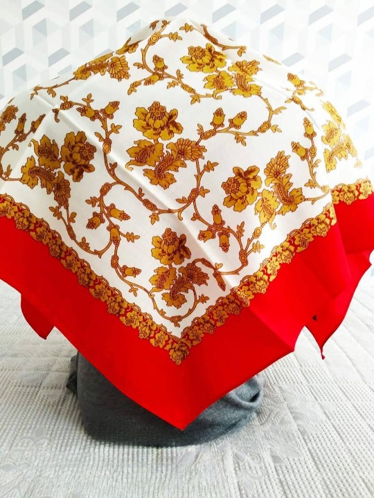 Платок шерстяной Маковый цветок Красный/Белый (29439522)