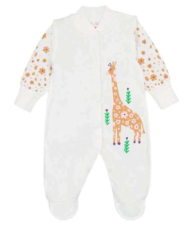 Комбінезон дитячий бавовняний тонкий для дівчинки Gabbi КВ-21-3 Вибражуля 62 см Молочний (12594)