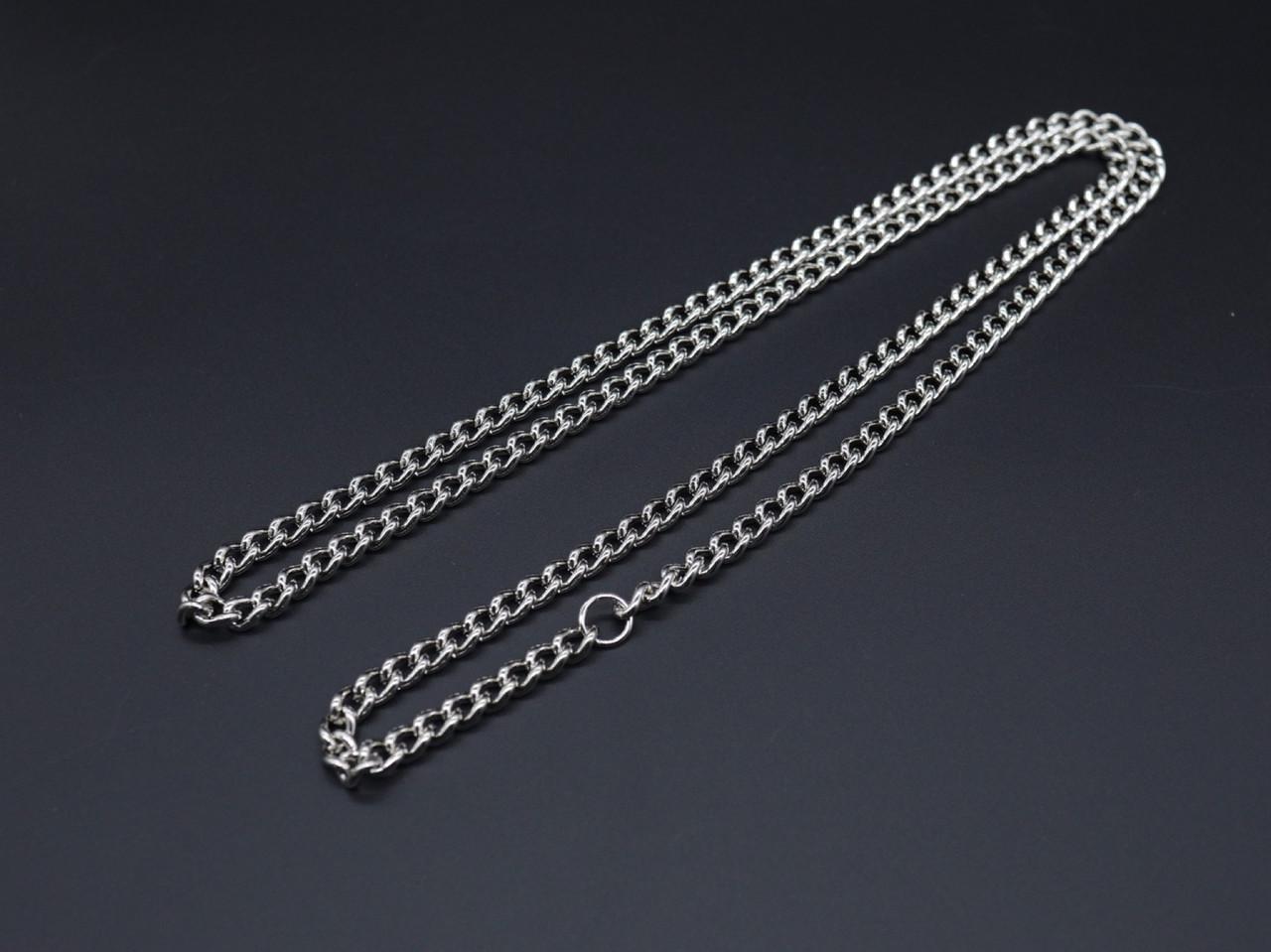 Цепочка плоская металлическая основа для брелоков 7 мм 1 м Серебристый (Z-016)