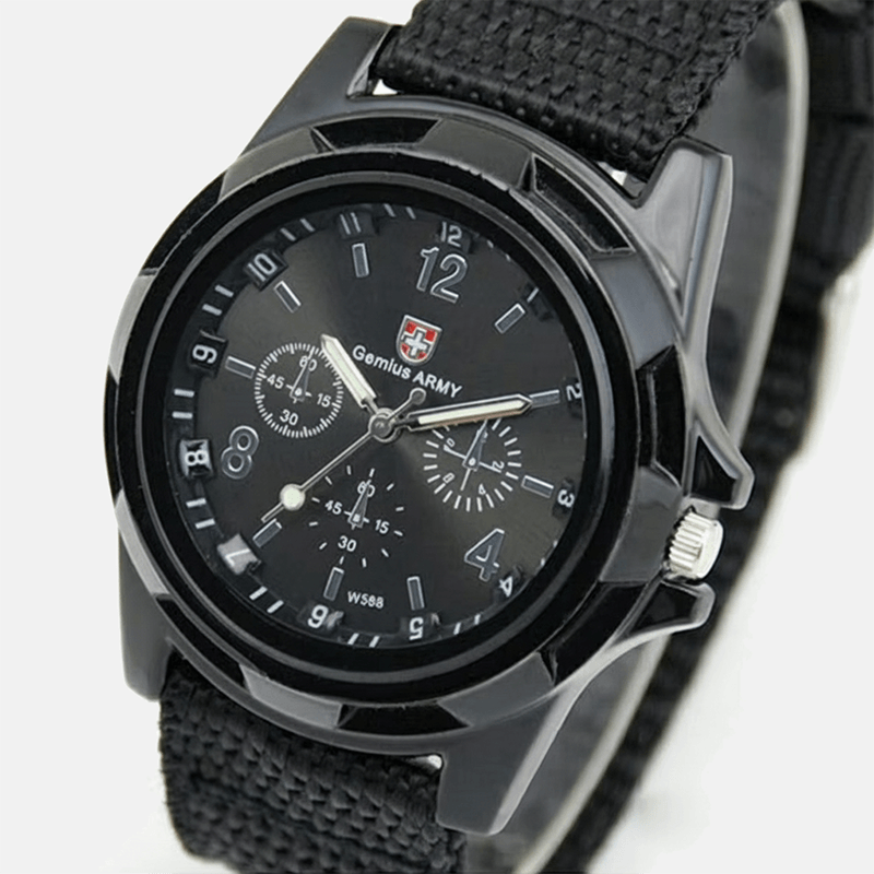 Наручний годинник чоловічий Genius Army з нейлоновим ремінцем Black (c82e71b3)