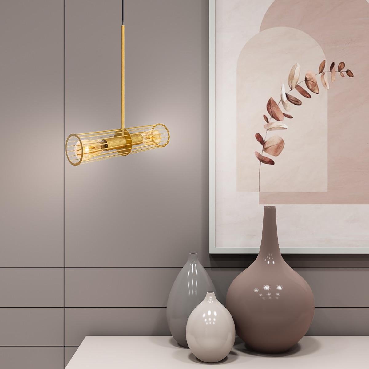 Светильник подвесной MSK ELECTRIC Malta в лофт стиле под две лампы Е27 Золотой (MR 1041 GD) - фото 2 Светильник подвесной MSK ELECTRIC Malta в лофт стиле под две лампы Е27 Золотой (MR 1041 GD) - фото 2