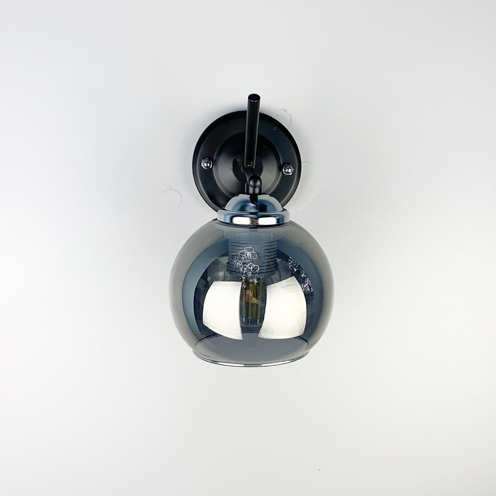 Бра с выключателем с графитовым плафоном Черный (W088N/1 BK+CH+GR)