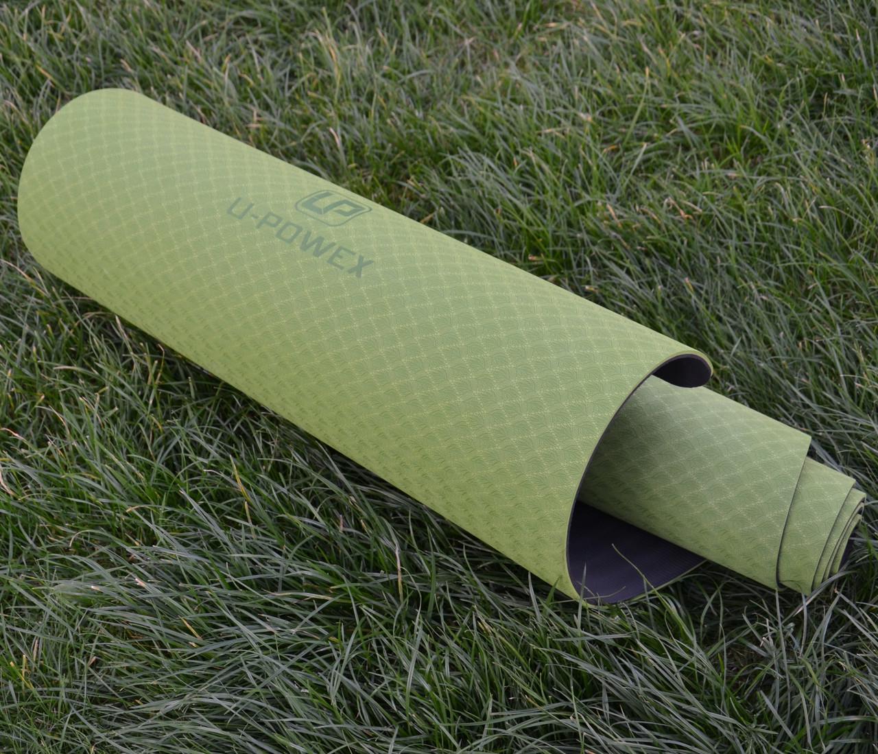 Килимок для йоги та фітнесу U-POWEX TPE Yoga mat 183х61х0,6 мм Green/Black (A-012830) - фото 9 Килимок для йоги та фітнесу U-POWEX TPE Yoga mat 183х61х0,6 мм Green/Black (A-012830) - фото 9