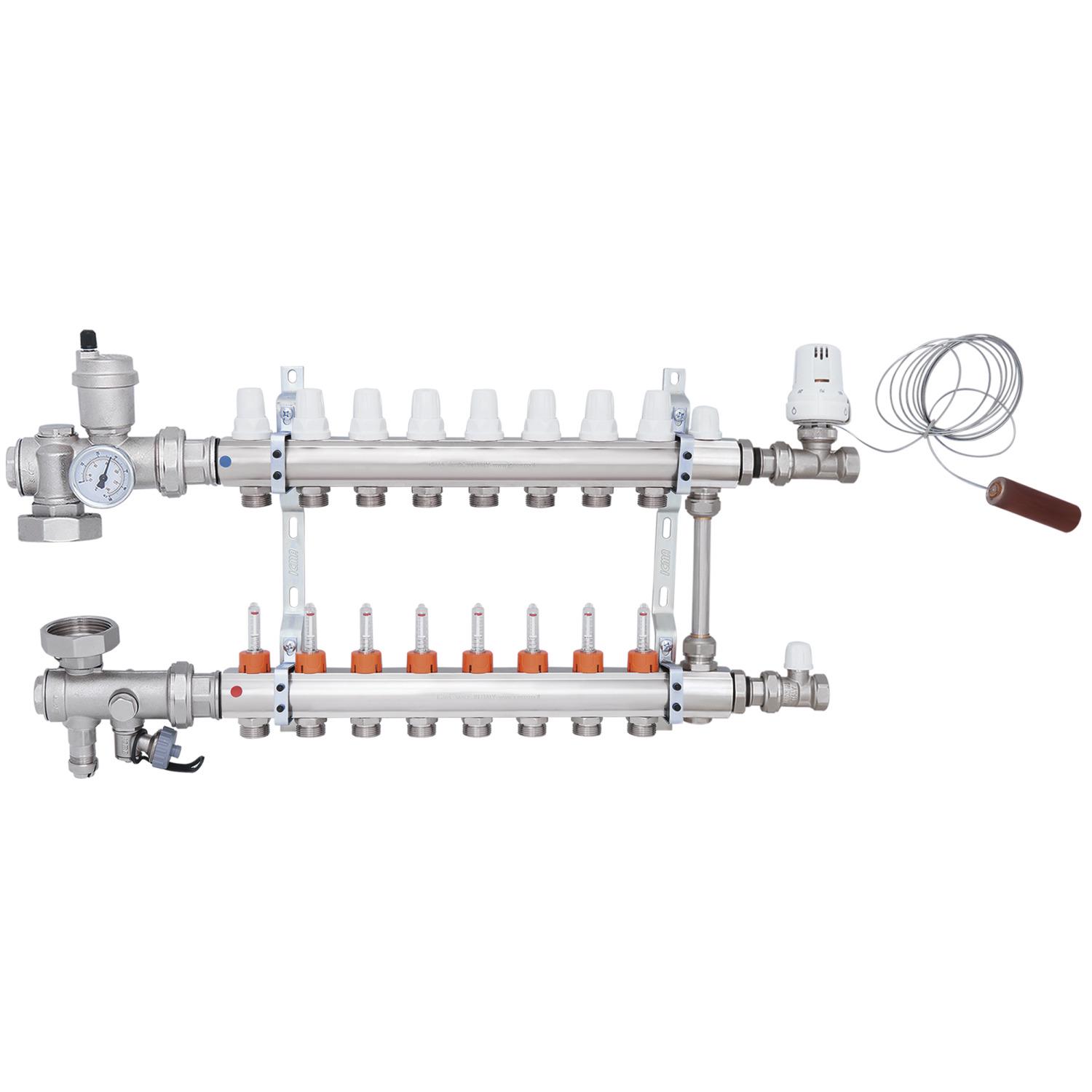 Коллектор для теплого пола ICMA A2K013APL06 8 контуров с расходомерами 3/4"/3/4" (78605)