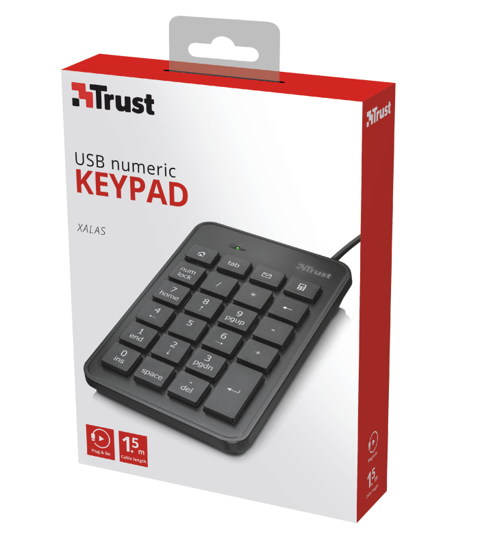 Клавіатура дротова Trust Xalas USB Numeric Keypad 22221 цифрова Чорний (574871) - фото 4