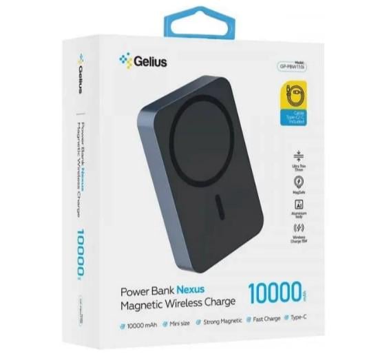 Повербанк Gelius Nexus Magnetic Wireless Charge GP-PBW110i 10000 mAh 15W Dark blue (1683377) - фото 8