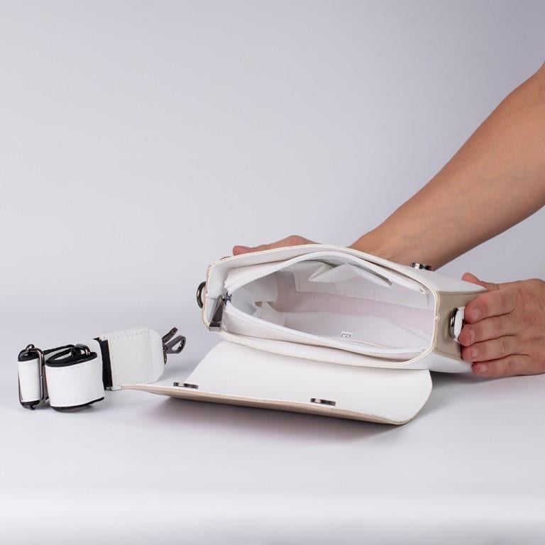 Сумка женская кросс-боди XENIA № 11-22 из глаткой экокожи Бежевый/Белый - фото 4 Сумка женская кросс-боди XENIA № 11-22 из глаткой экокожи Бежевый/Белый - фото 4