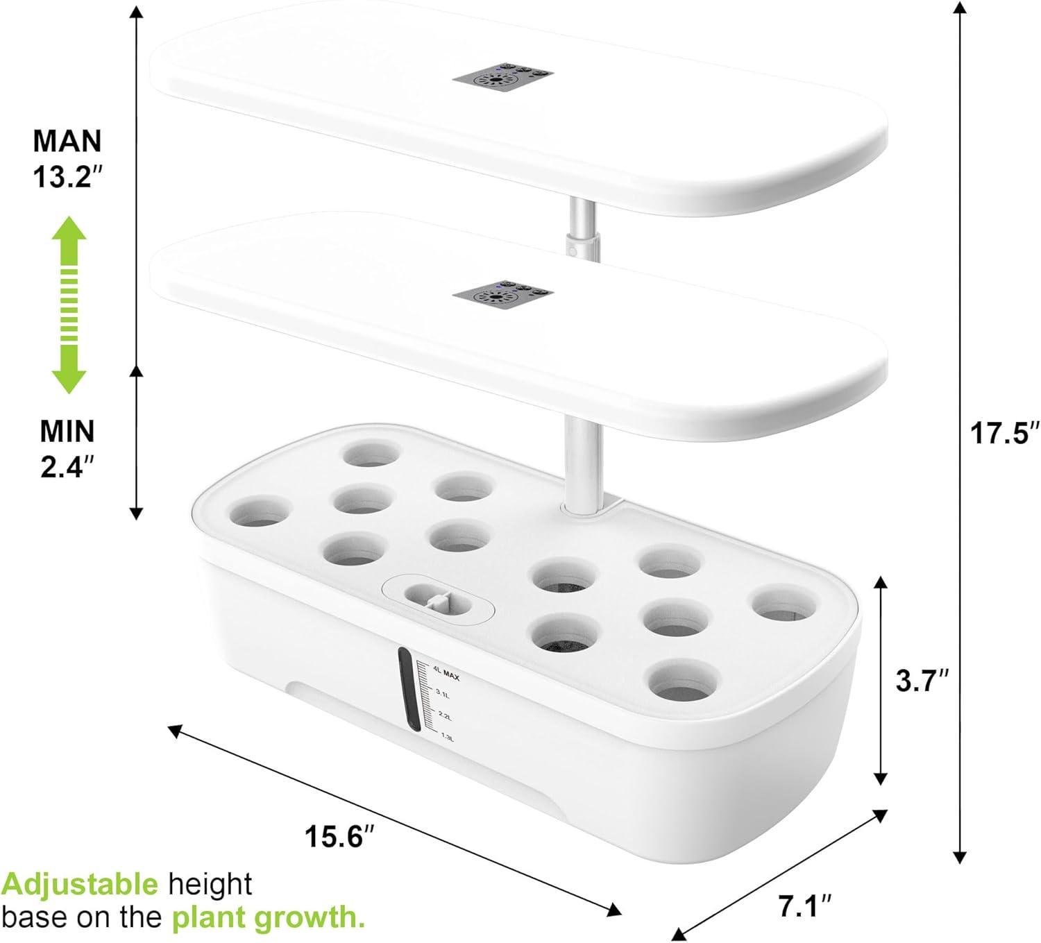 Система гідропонічного вирощування 12-місна GOLUMUP із регульованою висотою та світлодіодним контролем світла з автоматичним таймером 50 см Білий - фото 12