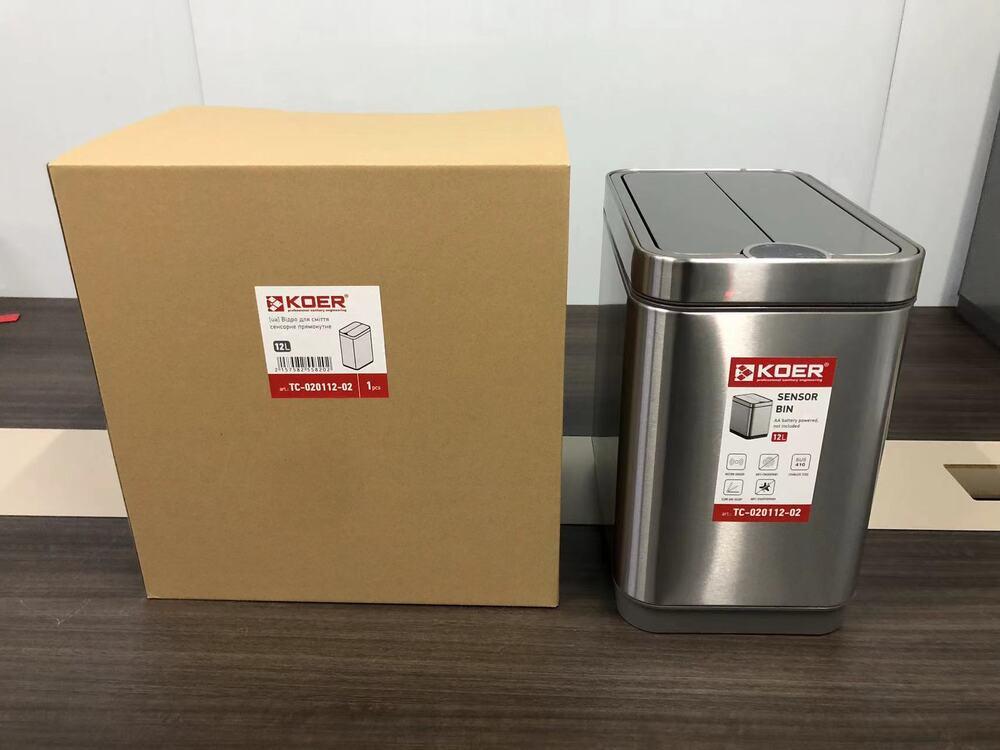 Мусорное ведро сенсорное Koer TC-020112-02 прямоугольное 12 л Нержавеющая сталь (KR5582) - фото 8