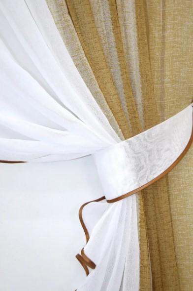 Фіранка на кухню/балкон 400х170 см Коричневий/Білий (111к) - фото 2