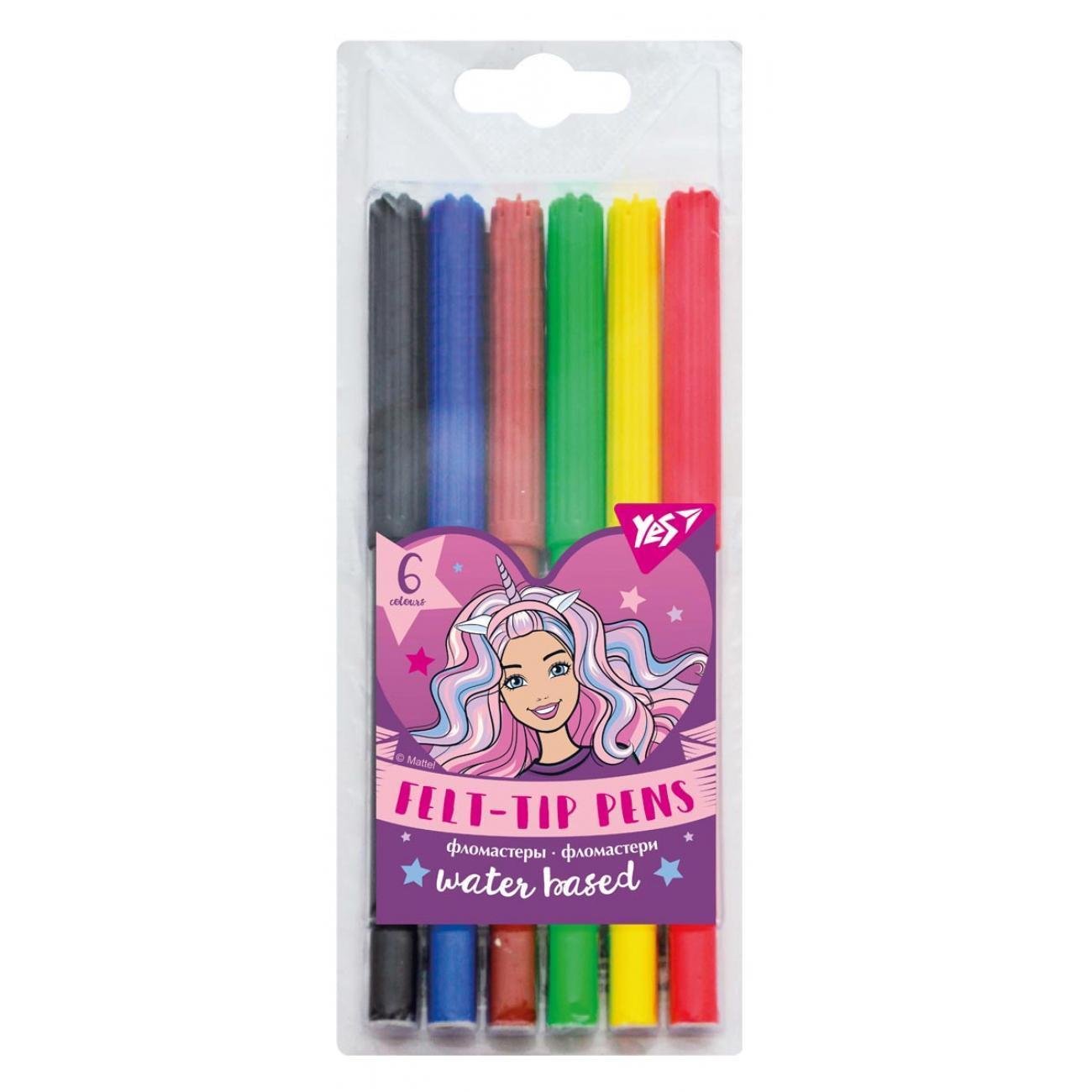 Фломастери Yes Barbie 6 кольорів (MTT-163112)