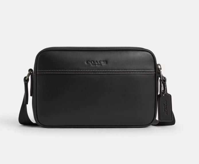 Чоловіча сумка шкіряна Coach Graham Crossbody Bag Чорний (b2433)