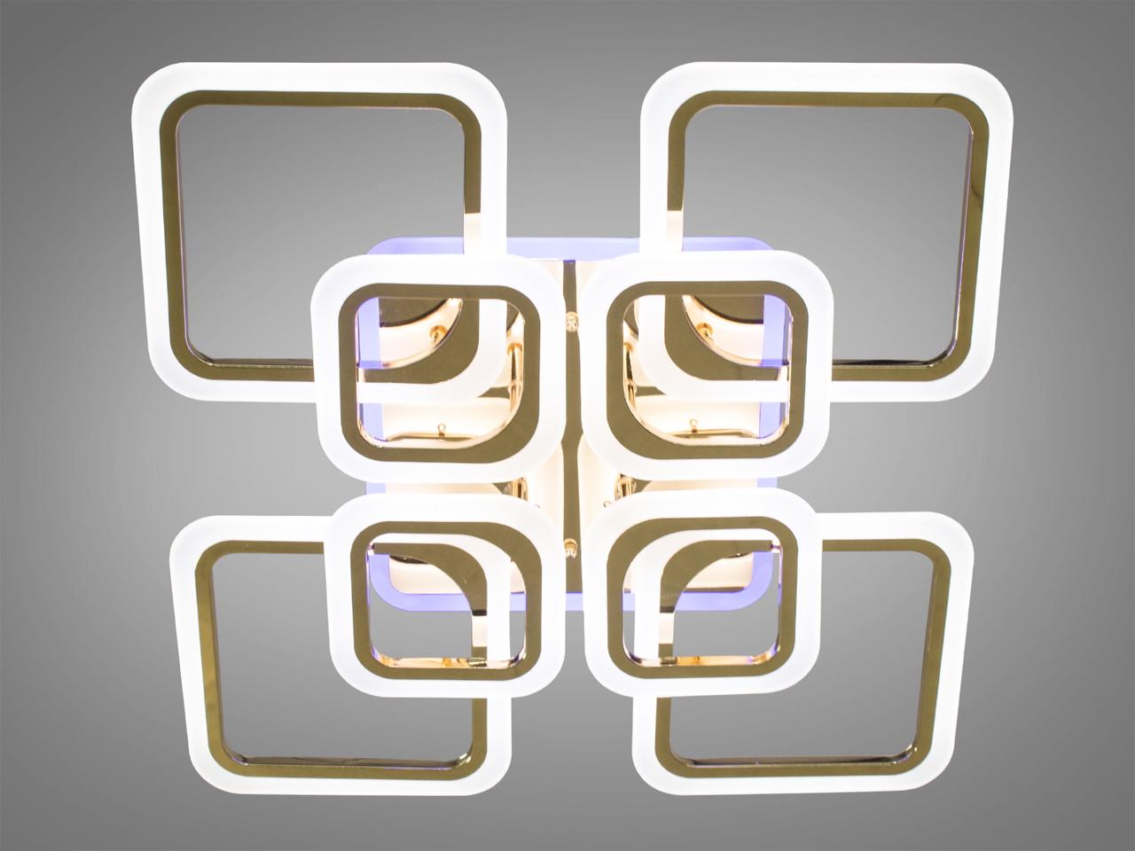 Люстра светодиодная с пультом и подсветкой для гостиной A8060-4+4G-LS 145W на 20 кв.м Золотой (1436485301) - фото 2