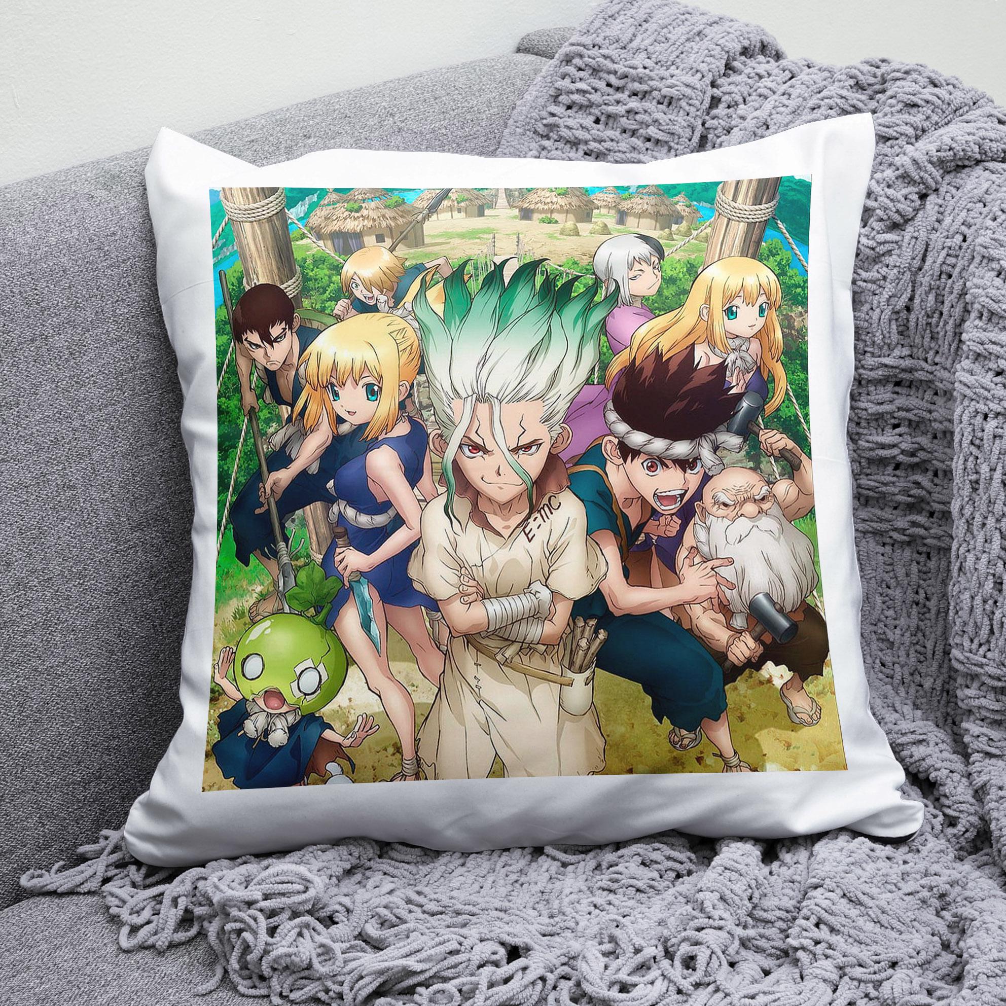 Плюшевая подушка квадрат с принтом Dr. Stone