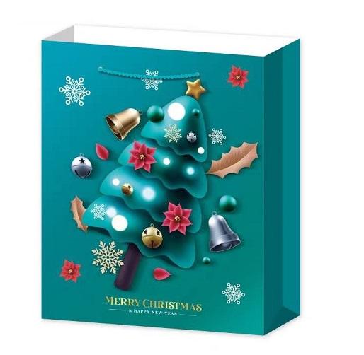 Подарунковий пакет новорічний Stenson R97038-M Merry Christmas 3D