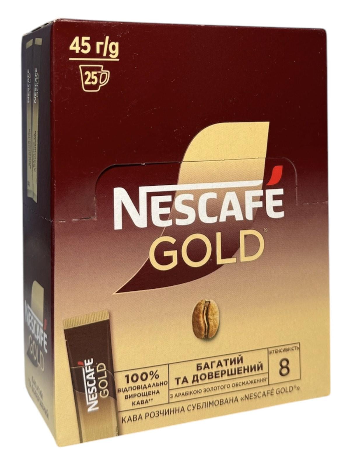 Кофе растворимый Nescafe Gold с добавлением молотого в стиках 25х2 г (498)