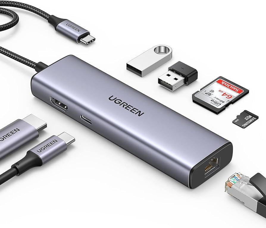 USB-хаб UGREEN CM512 USB-C to 2хUSB3.0+HDMI+RJ45+SD&TF+PD port Converter (UGR-90568) - фото 2 USB-хаб UGREEN CM512 USB-C to 2хUSB3.0+HDMI+RJ45+SD&TF+PD port Converter (UGR-90568) - фото 2