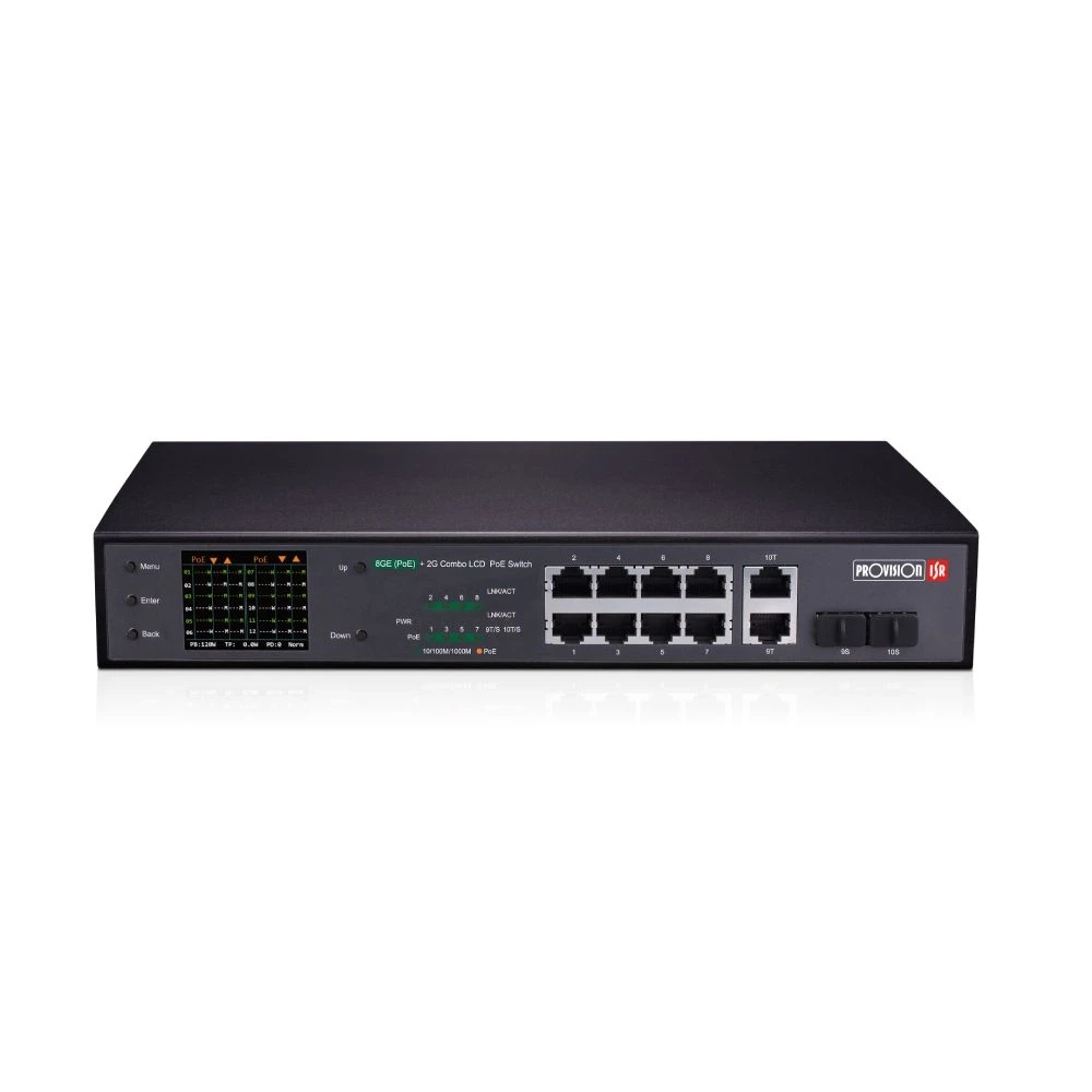 Коммутатор неуправляемый PoE Provision-ISR PoES-08120GCL+2Combo гигабитный с 8 портами PoE