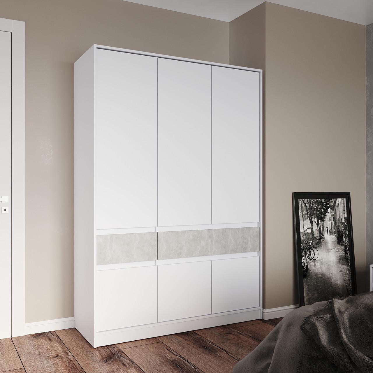 Шкаф распашной Эверест Стайл-1400 Белый/Бетон (е-20743.04)