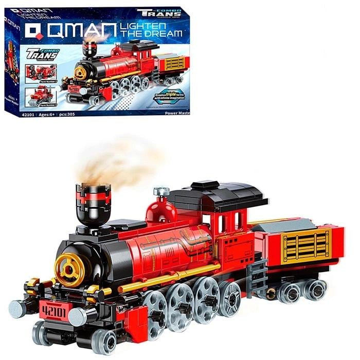 Конструктор Qman Трансформер 3в1 Паровоз/Мотоцикл/Каток 305 дет. (29052287)