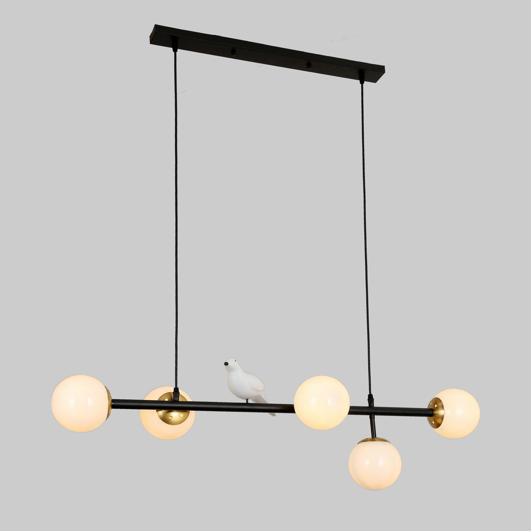 Люстра Birds з білими плафонами на 5 лампочок Чорний