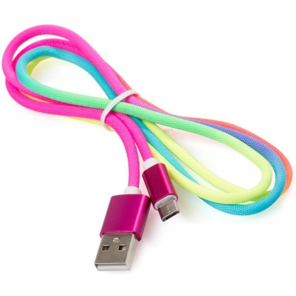 Кабель Vinga USB 2.0 AM to Micro 5P 1 м Rainbow (VCPDCMCOLNB1RS)