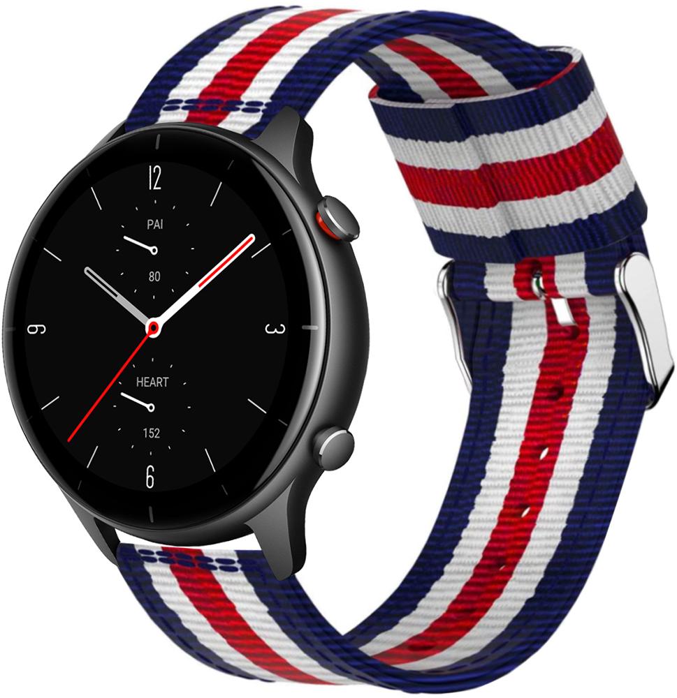 Ремінець тканинний Canvas для Amazfit GTR 2e Blue/White/Red (20588)