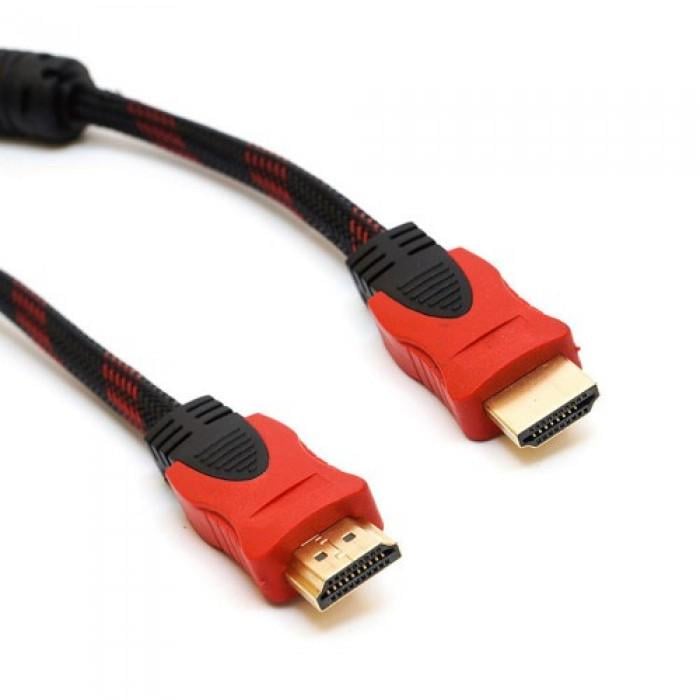 Кабель универсальный HDMI-HDMI усиленный в обмотке 15 м Черный с красным (45611)