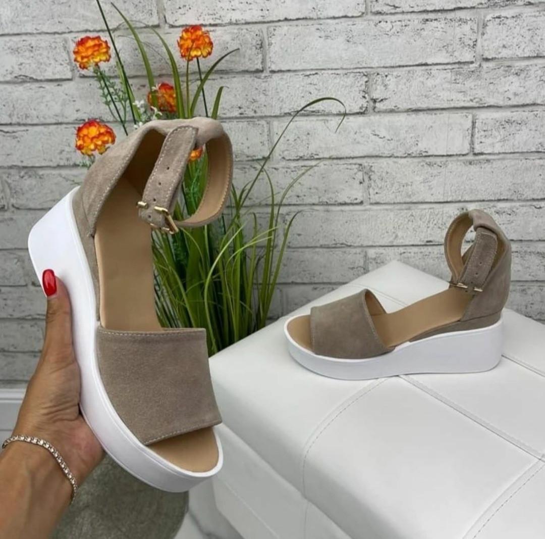 Босоножки женские на танкетке замш р. 36/23,5 см - фото 9