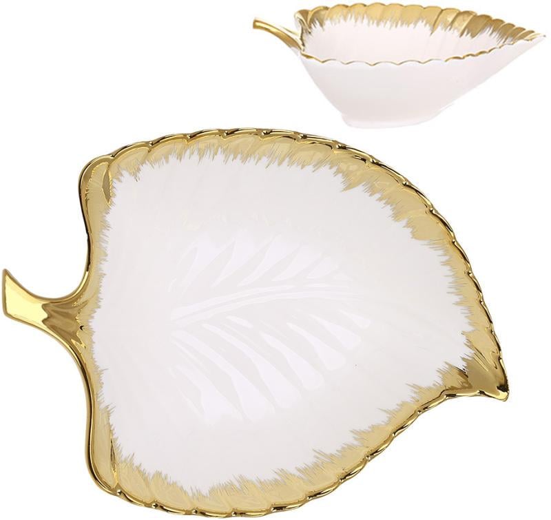Салатники фарфоровые Gold Luxury Золотое Лист 2 шт.23x17 см - фото 1 Салатники фарфоровые Gold Luxury Золотое Лист 2 шт.23x17 см - фото 1