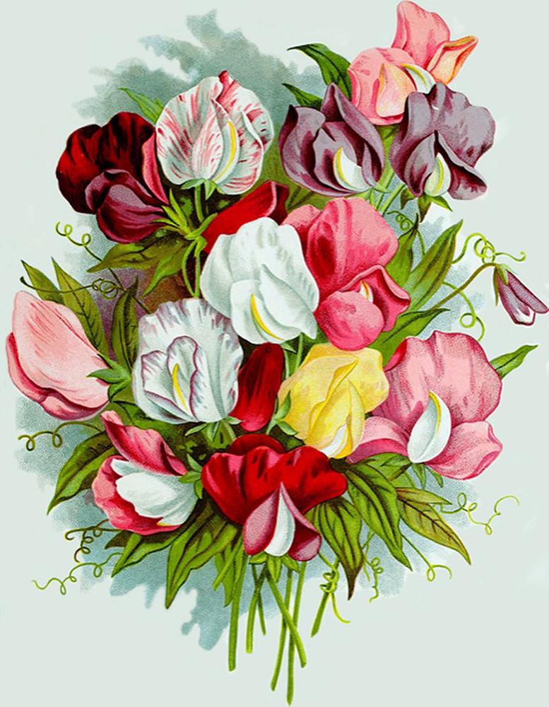 Алмазная мозаика Акварельный букет DIY-8313 полная выкладка 30x40 см (26924)