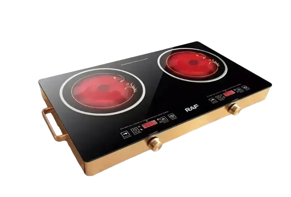 Плита RAF R-8088 2 конфорки 4800W с таймером регулятором мощности и звуковым сигналом инфракрасная электрическая 67х40х7 см